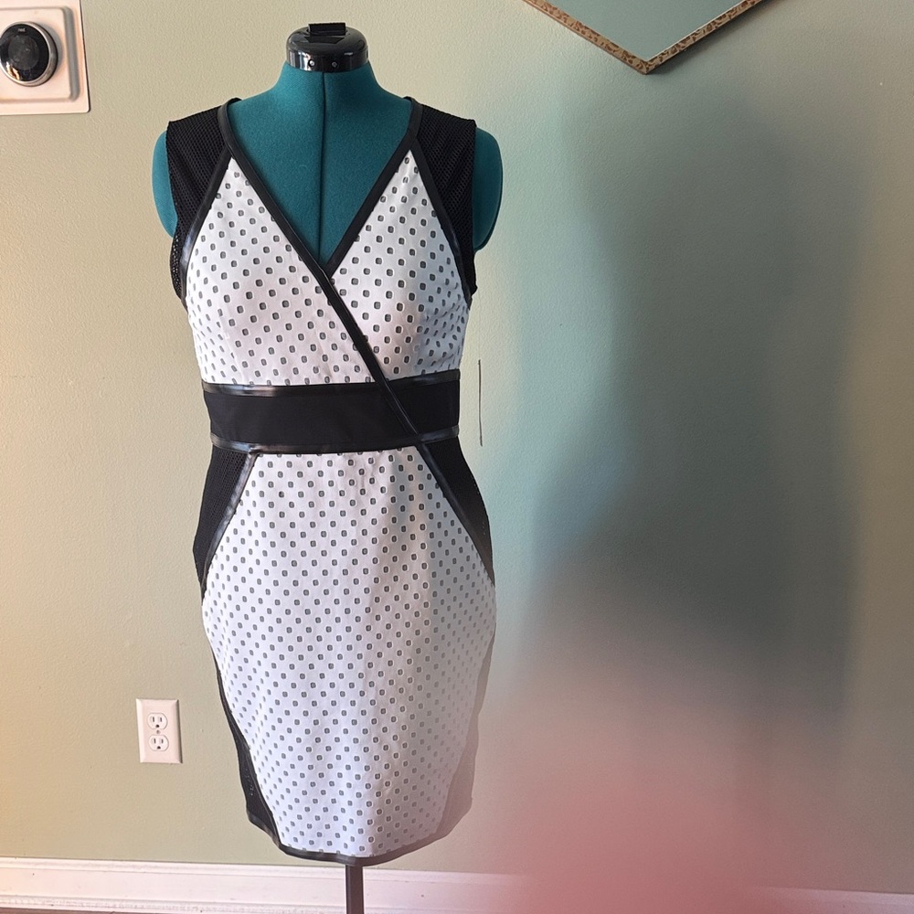 RACHEL Rachel Roy Black and White Polka Dot Midi Dress